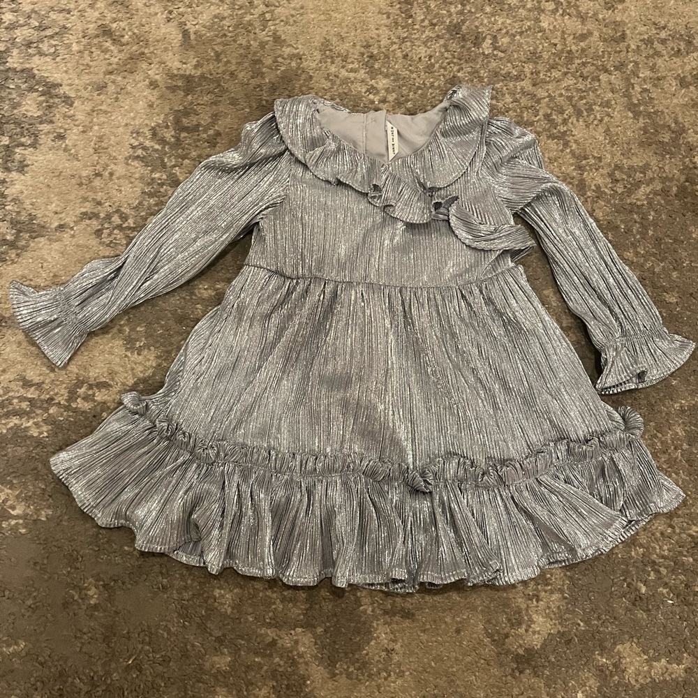 Janie and Jack Metallic Silver Dress 2T